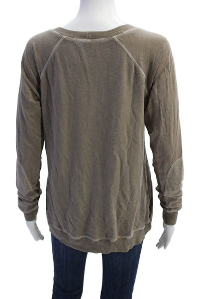 Feel The Piece Womens Long Sleeve Scoop Neck Sweatshirt Brown Cotton One Size