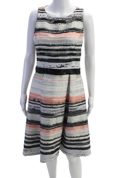 Pamella Roland Womens Back Zip Scoop Neck Beaded Dress Multicolored Size 10
