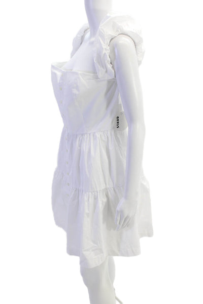 STAUD Womens Mini Elio Dress - White Size 14