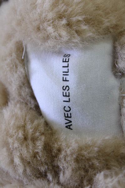 Avec Les Filles Womens Bonded Faux Shearling Biker Jacket - Toffee Size XXS