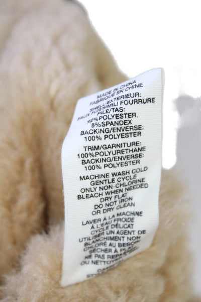 Avec Les Filles Womens Bonded Faux Shearling Biker Jacket - Toffee Size XXS