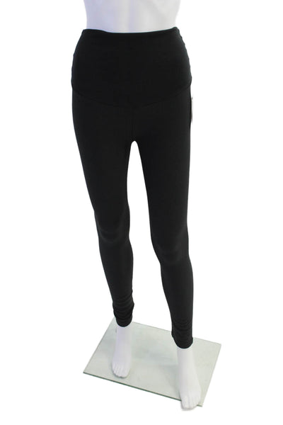 Plush Womens Fleece Lined Maternity Leggings - Black Size XS