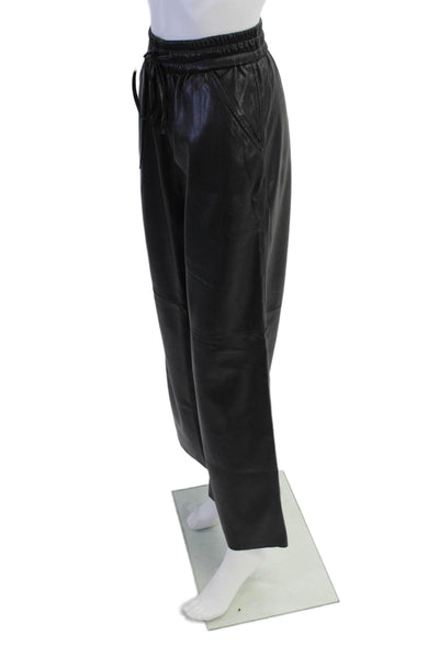 Good American Womens Leather Wide Leg Pants - Black001 Size 0