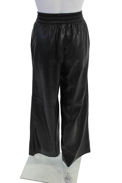 Good American Womens Leather Wide Leg Pants - Black001 Size 0