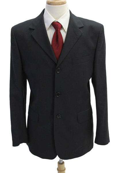 VZone Valentino Men's Long Sleeves Lined Three Button Basic Jacket Black Size 50