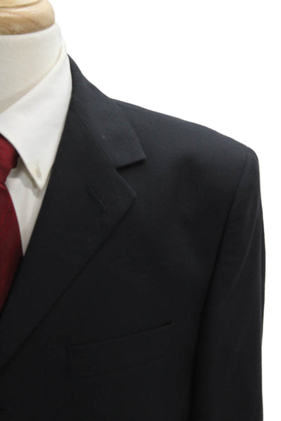 VZone Valentino Men's Long Sleeves Lined Three Button Basic Jacket Black Size 50