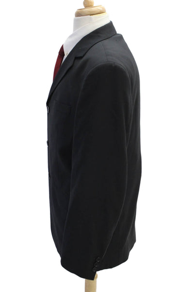 VZone Valentino Men's Long Sleeves Lined Three Button Basic Jacket Black Size 50