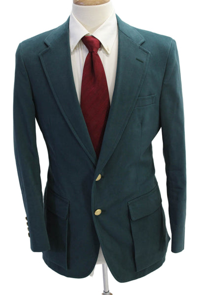 Haspel Men's Collared Long Sleeves Lined Two Button Blazer Jacket Green Size 40