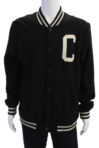 Crooks & Castles Men's Long Sleeves Button Up Bomber Jacket Black Size L