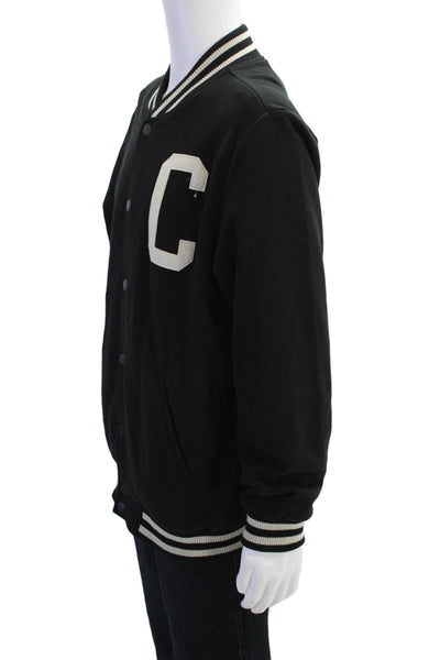 Crooks & Castles Men's Long Sleeves Button Up Bomber Jacket Black Size L