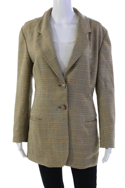 Henri Bendel Women's Collared Long Sleeves Lined Plaid Basic Jacket Size 6