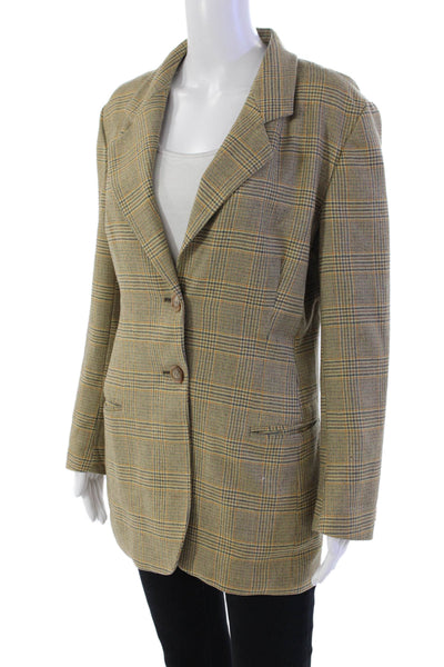 Henri Bendel Women's Collared Long Sleeves Lined Plaid Basic Jacket Size 6