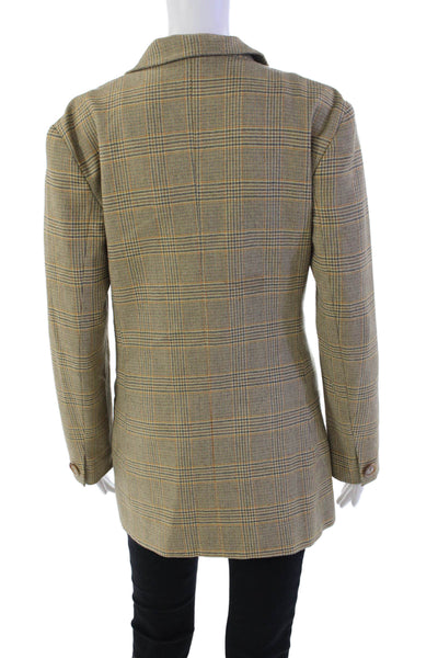 Henri Bendel Women's Collared Long Sleeves Lined Plaid Basic Jacket Size 6