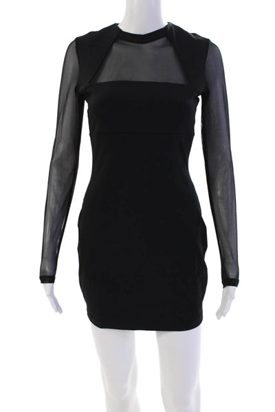 Susana Monaco Womens Mesh Crew Long Sleeve Dress - Black Size S