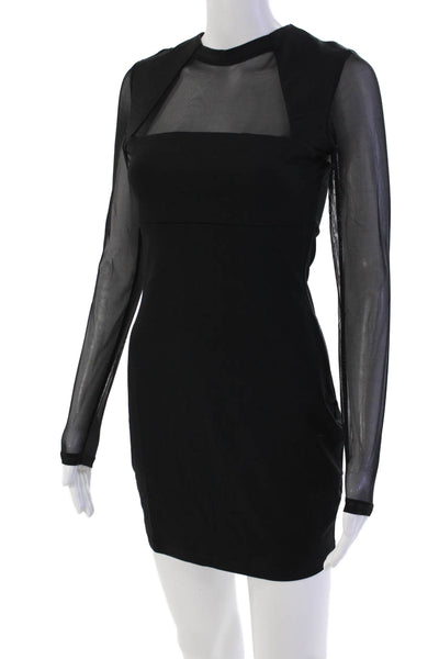 Susana Monaco Womens Mesh Crew Long Sleeve Dress - Black Size S