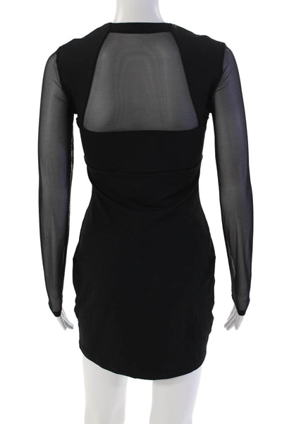 Susana Monaco Womens Mesh Crew Long Sleeve Dress - Black Size S