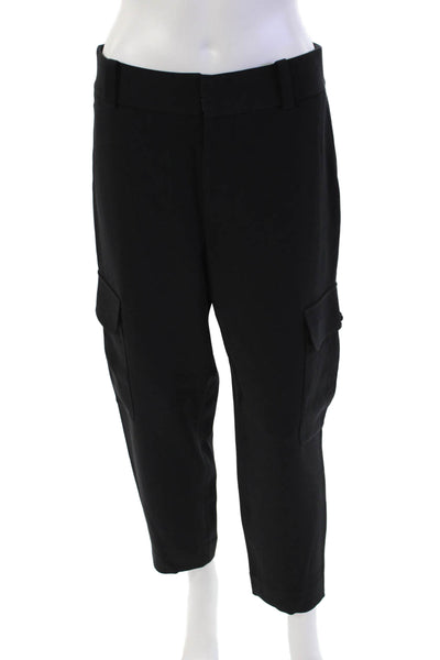 Frame Women's Hook Closure Straight Leg Cargo Dress Pants Black Size 2
