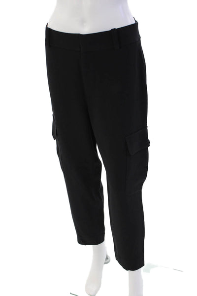 Frame Women's Hook Closure Straight Leg Cargo Dress Pants Black Size 2
