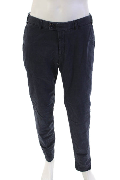 Hiltl Mens Mid Rise Zip Up Slim Leg Casual Pants Navy Blue Size 34