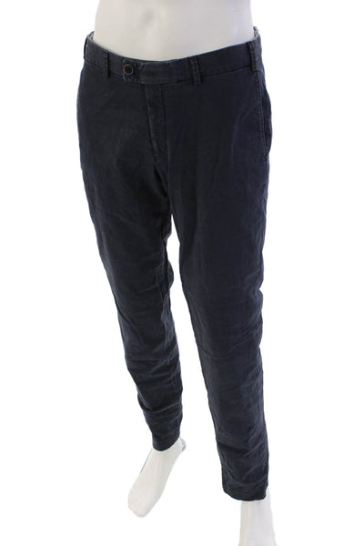 Hiltl Mens Mid Rise Zip Up Slim Leg Casual Pants Navy Blue Size 34