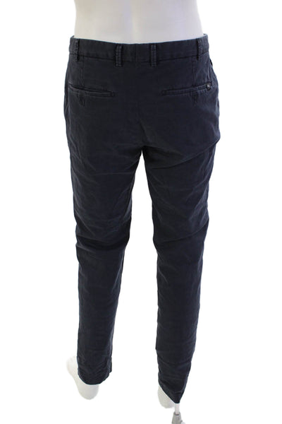 Hiltl Mens Mid Rise Zip Up Slim Leg Casual Pants Navy Blue Size 34