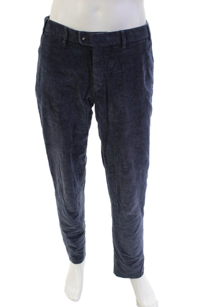 Hiltl Mens Mid Rise Slim Leg Corduroy Pants Navy Blue Cotton Size EUR 50