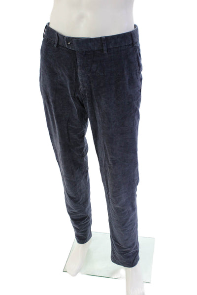 Hiltl Mens Mid Rise Slim Leg Corduroy Pants Navy Blue Cotton Size EUR 50