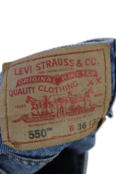 Levis Mens Relaxed Fit High Rise Slim Leg Jeans Blue Cotton Size 36X32
