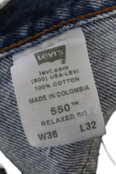 Levis Mens Relaxed Fit High Rise Slim Leg Jeans Blue Cotton Size 36X32