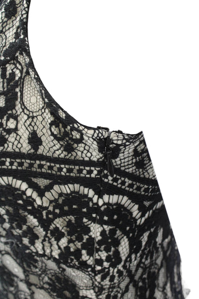 Hale Bob Womens Cotton Embroidered Lace Gem Round Neck Dress Black Size S