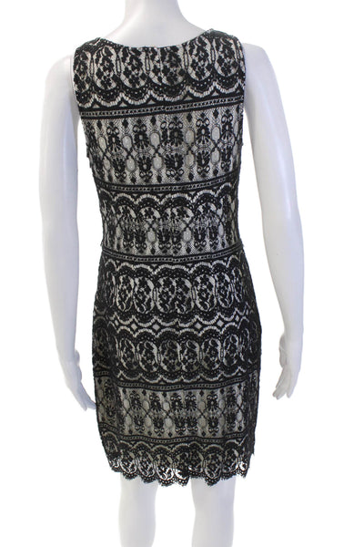 Hale Bob Womens Cotton Embroidered Lace Gem Round Neck Dress Black Size S