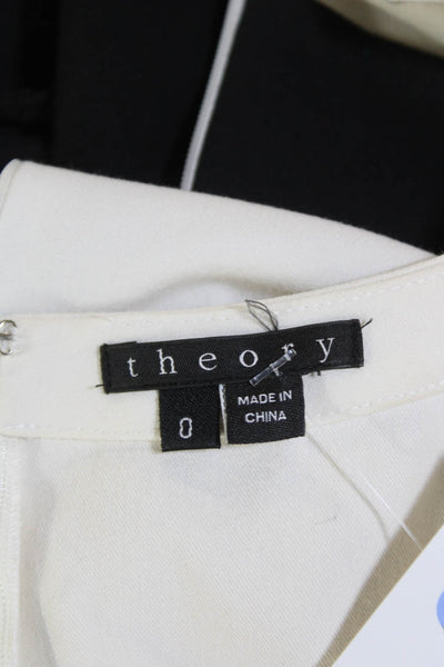 Theory Womens Cotton Cap Sleeve Round Neck Slim Fit Pencil Dress Black Size 0