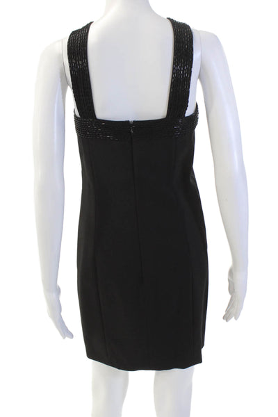 Laundry by Shelli Segal Womens Beaded Criss Cross Mini Shift Dress Black Size 2
