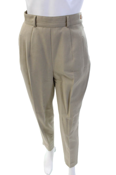 Elliott Lauren Womens Tailored Straight Leg Trouser Zip Up Pants Beige Size 2