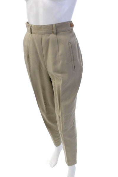 Elliott Lauren Womens Tailored Straight Leg Trouser Zip Up Pants Beige Size 2