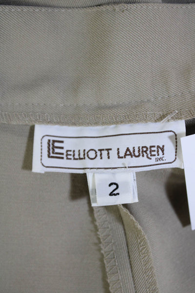 Elliott Lauren Womens Tailored Straight Leg Trouser Zip Up Pants Beige Size 2