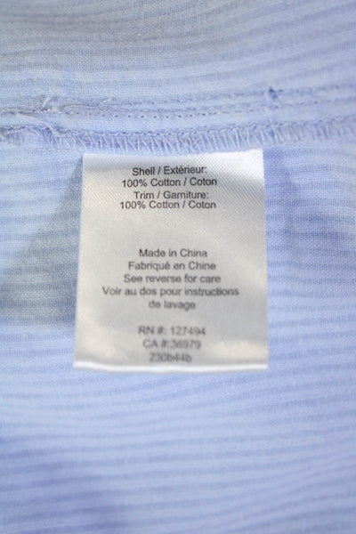 Heartloom Womens Cotton Striped Print Quarter Button Down Blouse Blue Size XS