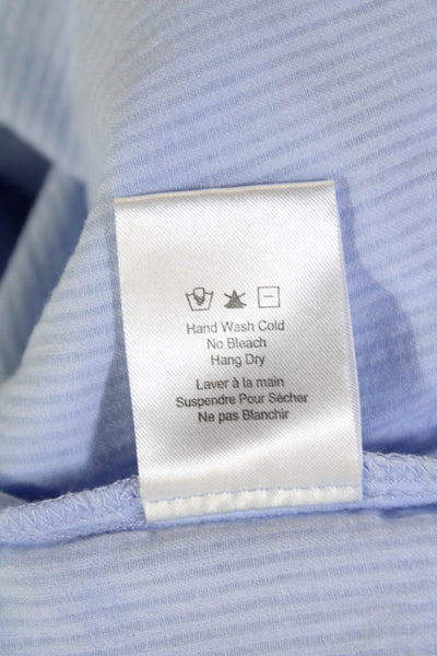 Heartloom Womens Cotton Striped Print Quarter Button Down Blouse Blue Size XS