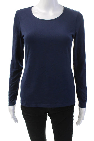 Worth New York Womens Round Neck Casual Long Sleeve Top Dark Blue Size P