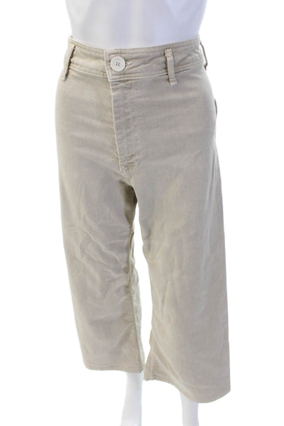 Zara Womens Cotton High Waisted Wide Legged Casual Jeans Beige Size 4