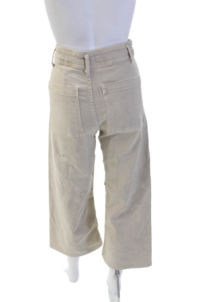 Zara Womens Cotton High Waisted Wide Legged Casual Jeans Beige Size 4