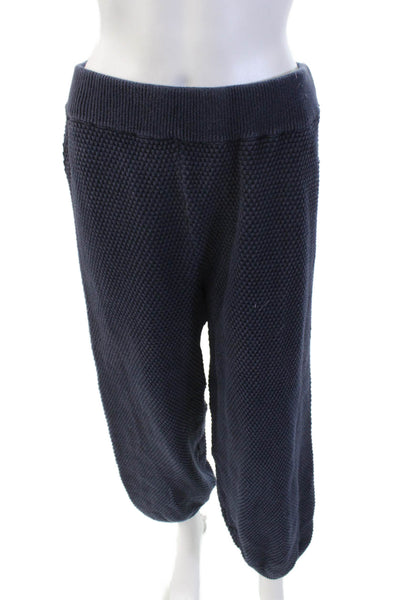 FP Beach Womens Cotton Textured Knit Elastic Waist Casual Pants Blue Size M