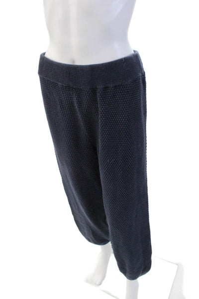 FP Beach Womens Cotton Textured Knit Elastic Waist Casual Pants Blue Size M