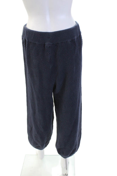 FP Beach Womens Cotton Textured Knit Elastic Waist Casual Pants Blue Size M