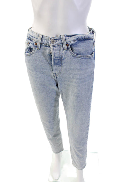 Levis Womens Cotton Mid Rise Five Pocket Skinny Jeans Light Blue Size 27