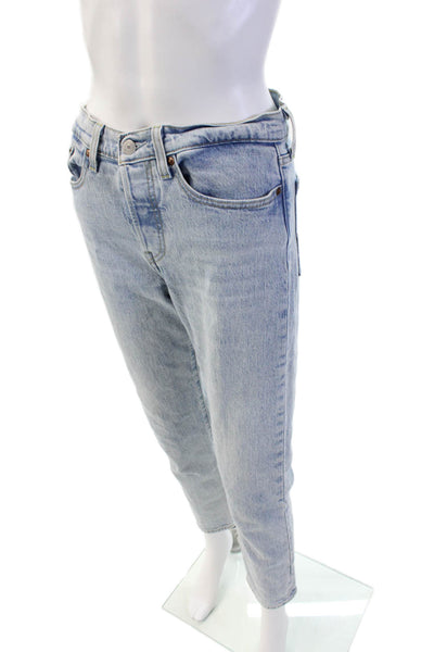Levis Womens Cotton Mid Rise Five Pocket Skinny Jeans Light Blue Size 27