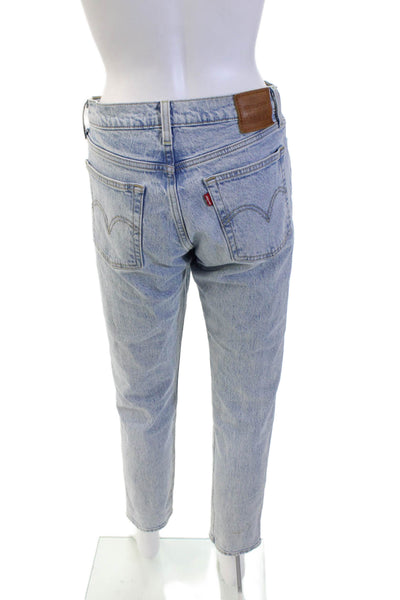 Levis Womens Cotton Mid Rise Five Pocket Skinny Jeans Light Blue Size 27
