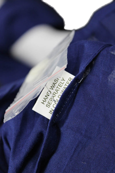 Samson Womens Button Front Long Sleeve Collared Mini Shirt Dress Blue Size Small