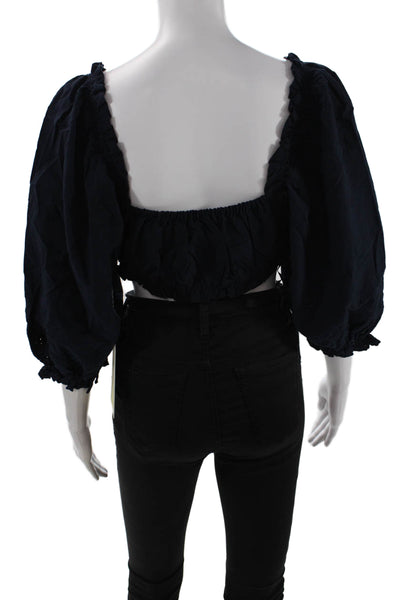 Birds of Paradis Womens Agnes Blouse - Midnight Broderie Size L