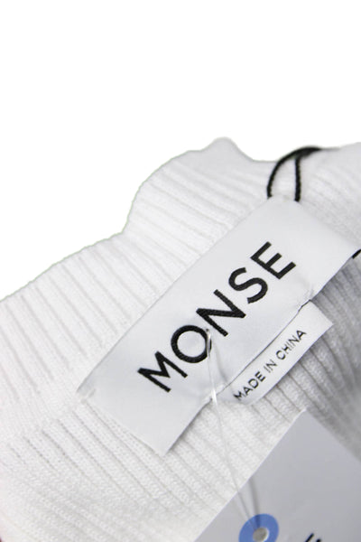 Monse Womens Halter Neck Knit Cropped Top - Ivory Size L